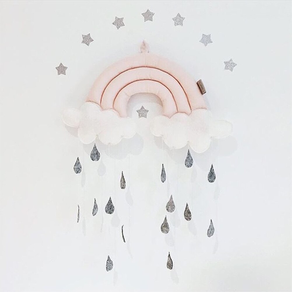 Cloud Raindrop Props Baby Wieg Stof Mobiele Opknoping Hanger Speelgoed Kamer Nursery Tent Decoratie Leuke Fotografie Accessoires: Roze