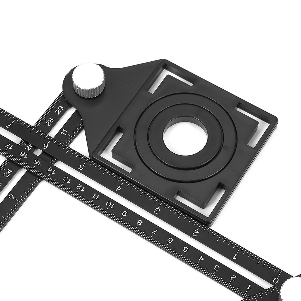 4 Folding Stainless Steel Hole Locator Adjustable Angle Ruler Drill Guide Glass Tiles Woodworking Gauges Measuring Tool