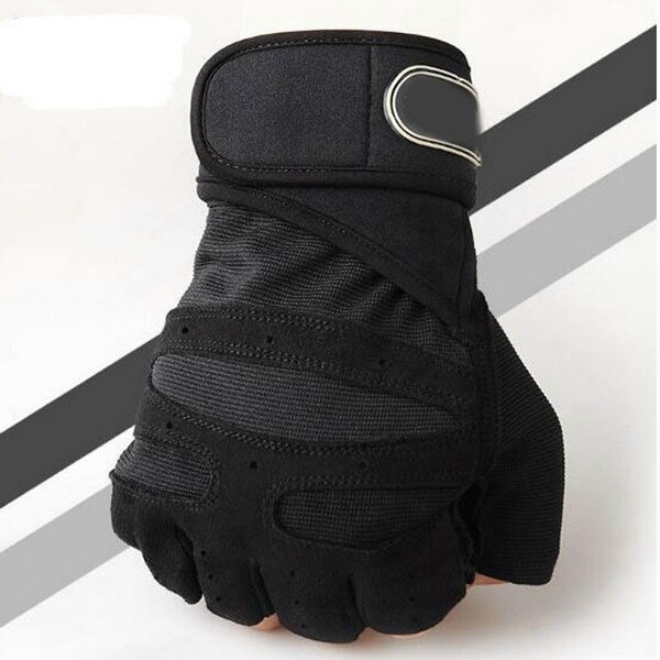 Gants d'haltérophilie d'entraînement de gymnase gants de forme physique de demi-doigt gants antidérapants de poignet de protection pour l'exercice extérieur d'intérieur: Black / L