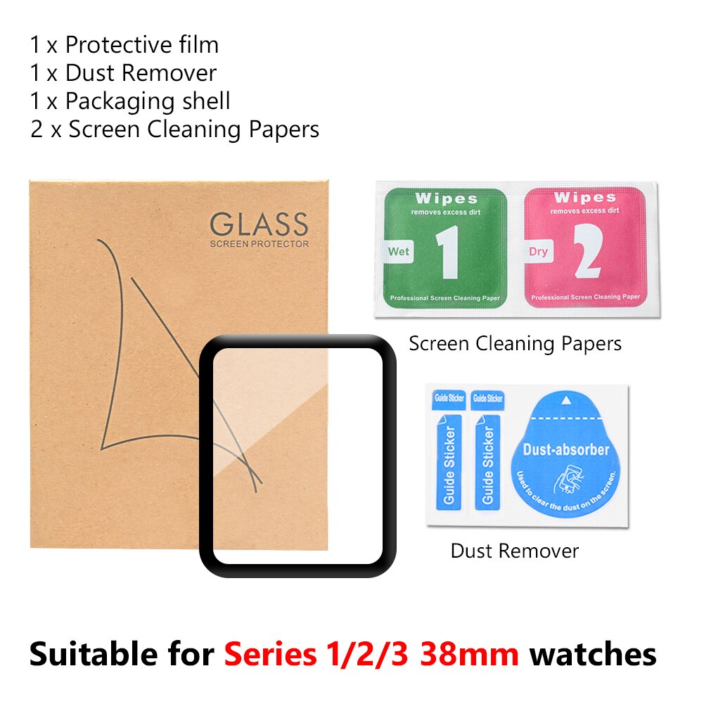 Protecteur d'écran pour Apple Watch, en verre trempé 3D, pour IWatch série 6 5 4 3 2 1 SE, 38mm, 42mm, 40mm, 44mm, 1/2/3 pièces: for iWatch 123 38mm / 1 piece