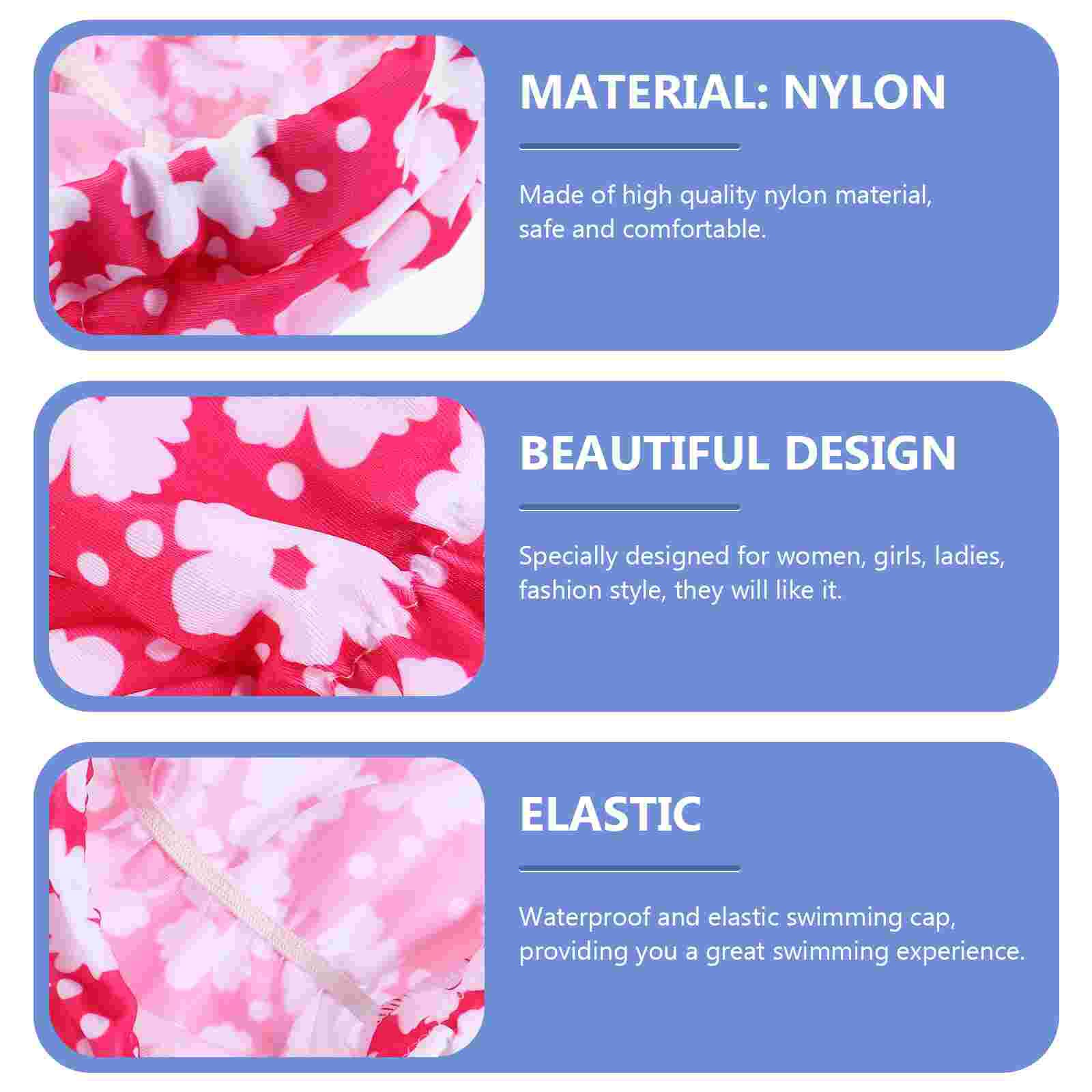 6pcs Flower Pattern Swimming Caps Adults Swim Caps Accessory (Random Pattern)