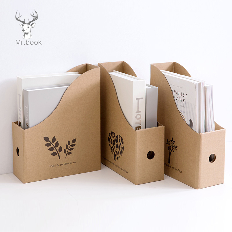 Foldable File Folder Desk Organizer Corrugated Paper Storage Boxes Book Pen Holder Magazine Storage School Office Supplies