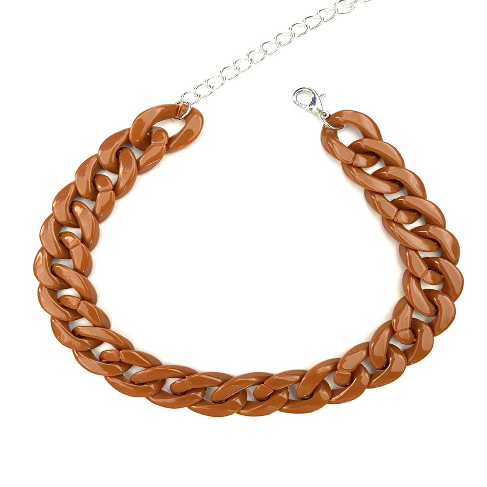 Friendship Party Jewelry Hip Hop Collar Gothic Choker Chunky Chain Punk Choker Chain Necklace Pendant Hip Hop: RED-BROWN