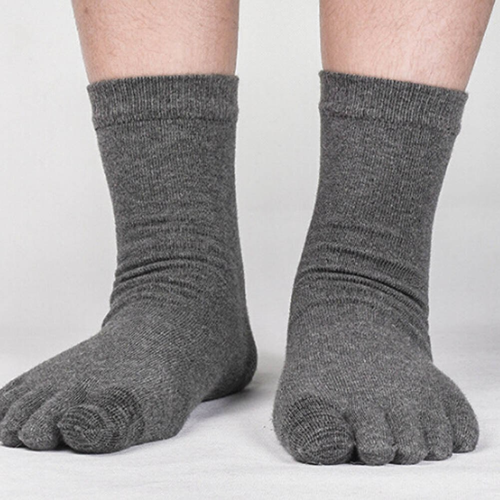 1 Paar Mens fünf Finger Antibacterial Deodorant Socken rein Baumwolle Sport Socken atmungsaktiv Schweiß Socke: dunkel grau