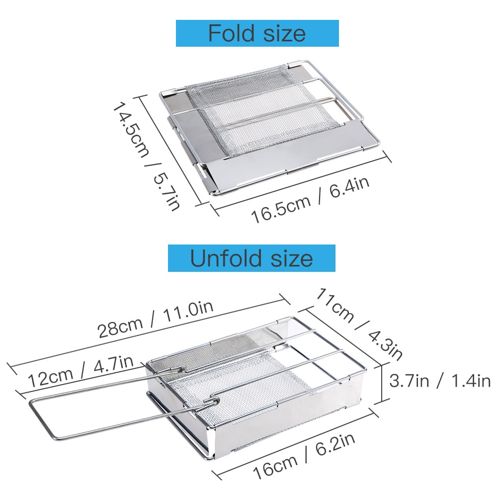 Foldable Stainless Steel Toaster Plate Portable Outdoor Camping Bread Toaster Grill