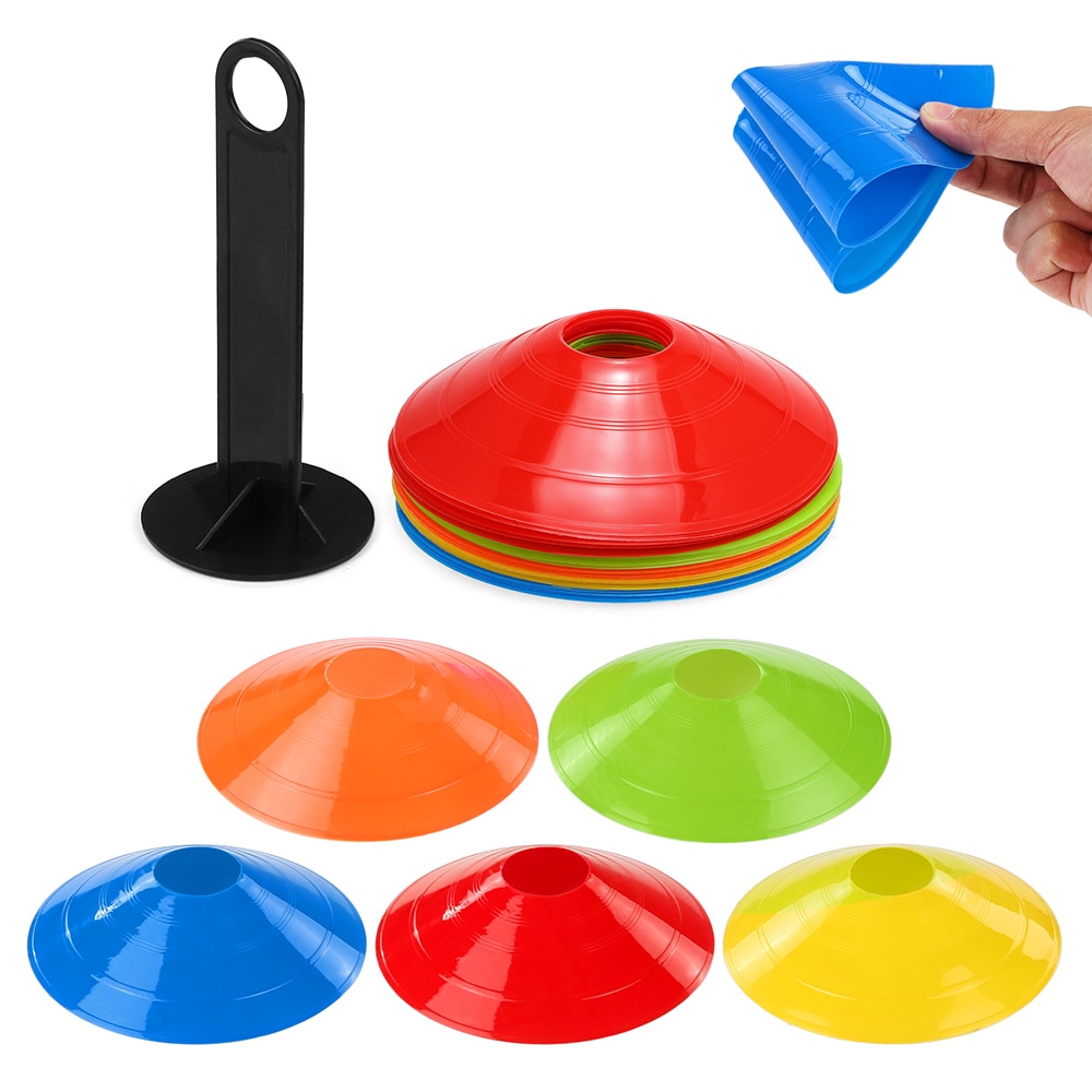 15 stk /25 stk agility disc kegle sæt multi sport trænings rum kegler med plast stand holder til fodbold fodbold bold spil disc