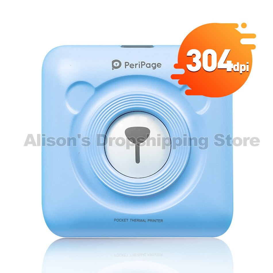 ! 304 dpi bluetooth trådlös liten termisk skrivare bild mobil fotoskrivare mini portabel fotoskrivare för android ios: 304 dpi blå skrivare
