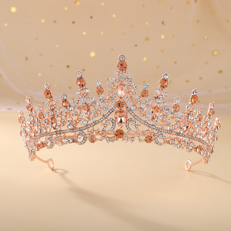 Tiaras nupciales de cristal de ópalo de Reina de princesa barroca, coronas, tocados elegantes de lujo, diadema, vestido de pelo de boda, accesorios de joyería: Chapado en zinc azul