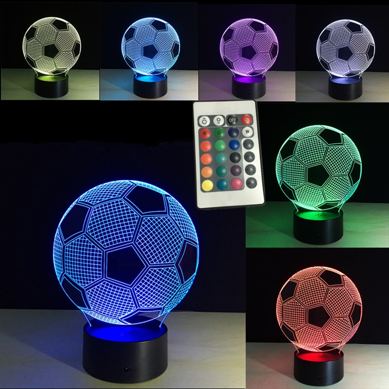 3d Lighting Fixture Football LED Table Night Lamp Remote Control RGB 7 Colors Changing Indoor Night Lights Illusion Lamp