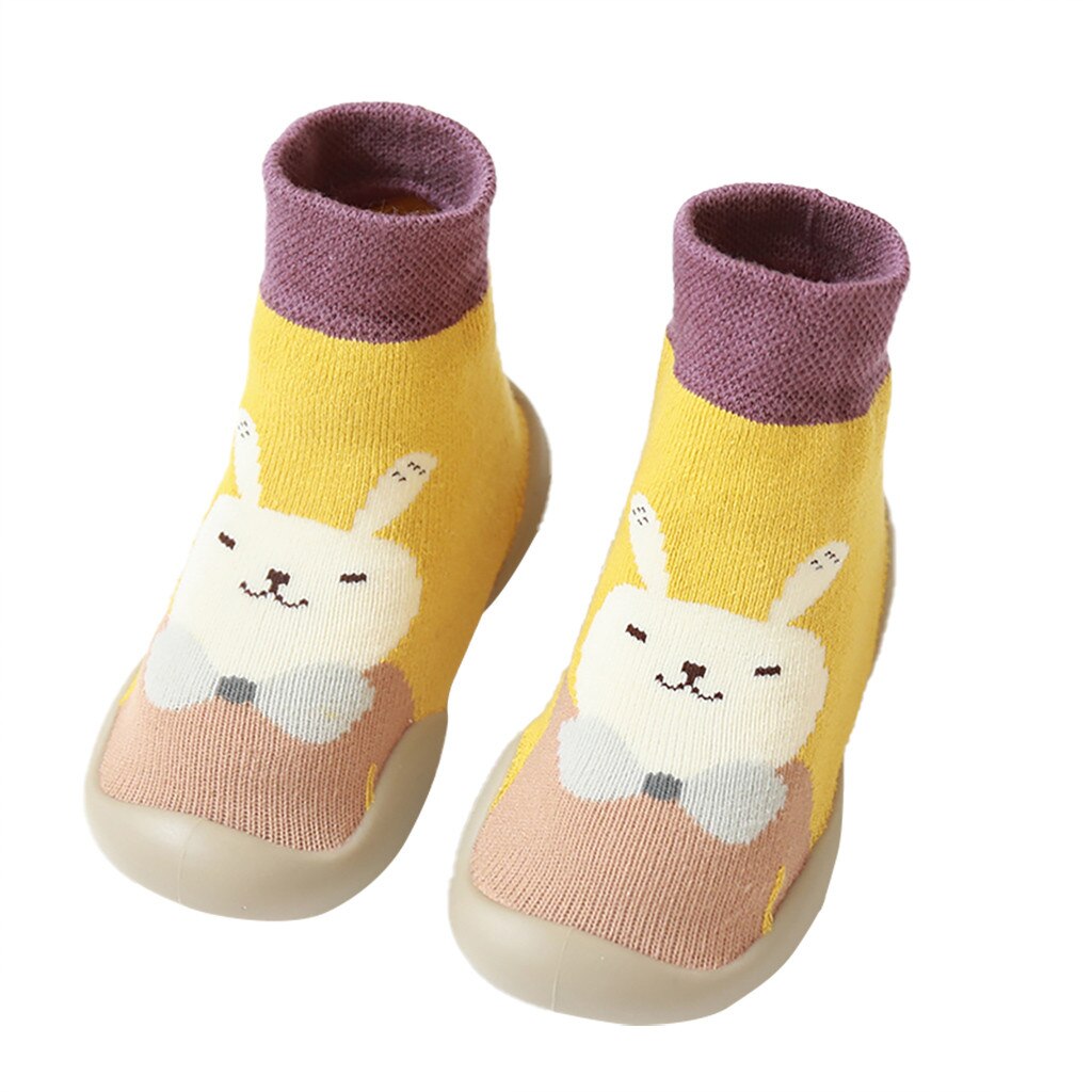 Baby Boy Girl Socks Cotton Children Floor Socks Anti-Slip Baby Step Socks Shoes: Yellow  / 24M