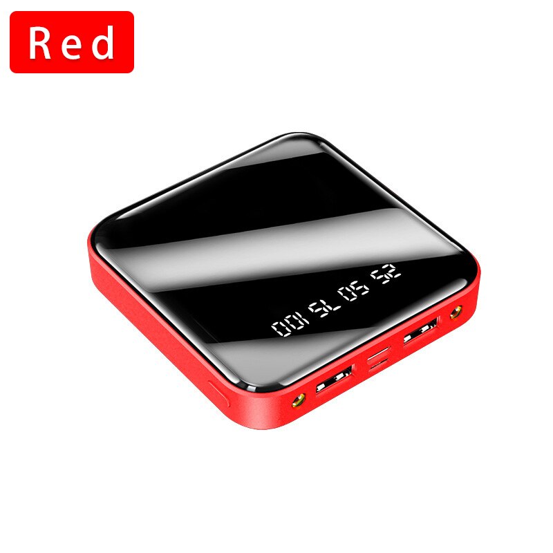 Mini batterie externe 30000mAh Portable charge paupérine téléphone Portable LED miroir arrière batterie externe batterie Pack Powerbank: Rouge