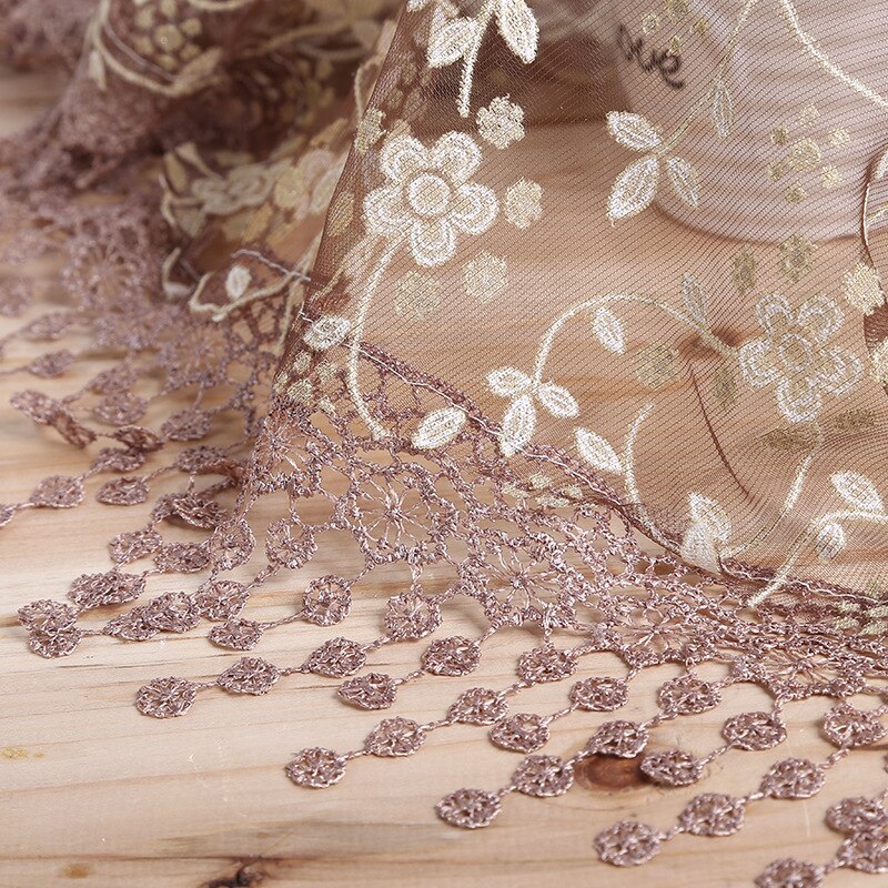 Vrouwen Bloemen Sjaal Wrap Lace Sheer Kwastje Sjaal Mode Hollow Tassel Lace Rose Bloemen Knit Driehoek Mantilla Sjaals