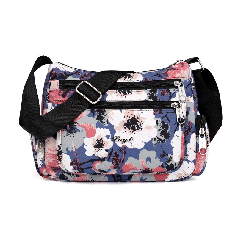 Bolso bandolera de nailon duradero de con Floral para mujer, bolso bandolera de tela impermeable para mujer: 3