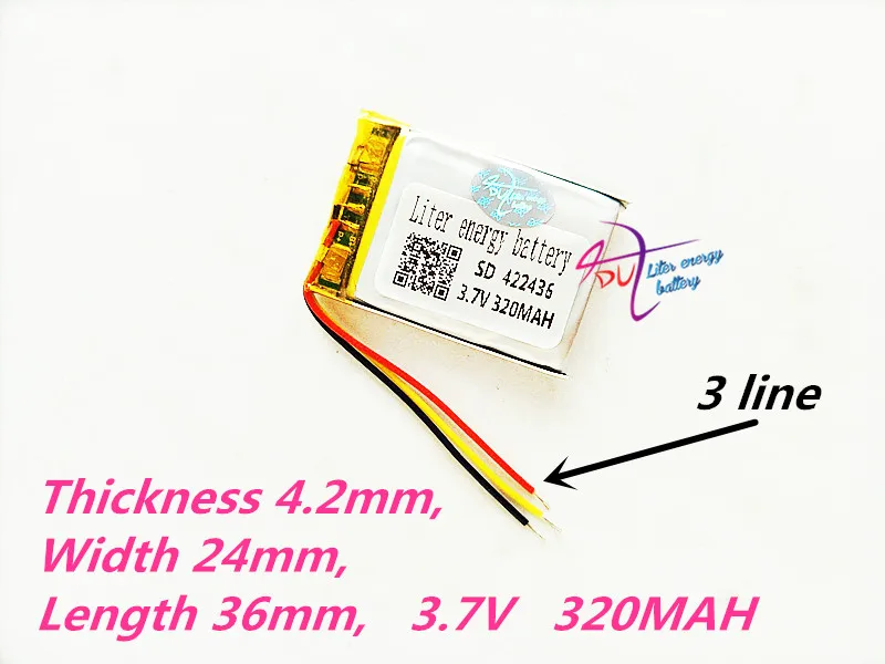 3 line 422436 3.7V 320MAH 402535 Polymer lithium ion / Li-ion battery for TOY,POWER BANK,GPS,mp3,mp4,cell phone,speaker