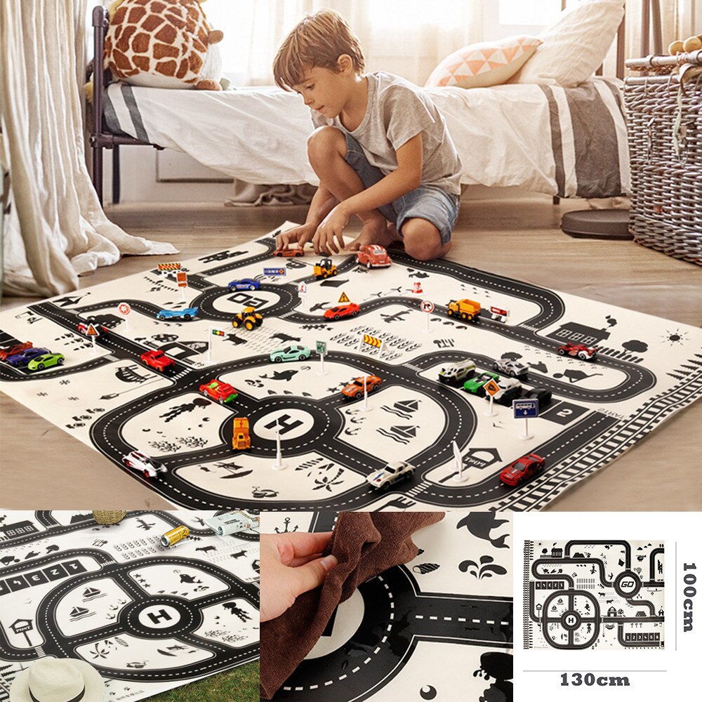 Kids Play Mat City Road Buildings Parking Map Game Scene Map Educational Toys Home Parent-child Interactive Educational Toys