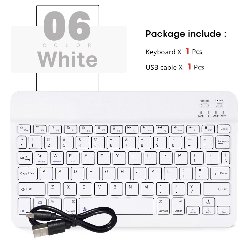 Mini bluetooth keyboard and mouse for samsung xiaomi android portable tablet bluetooth keyboard Korean Portuguese Arabic Arabic: White-no mouse