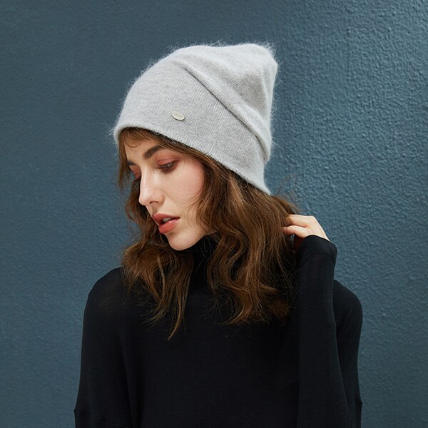 Kaninchen Haar Winter Hüte Für Frauen Mützen Wärme Ski Kappe Mädchen Hütte Weiblichen Kappe Skullie Künstliche Neue Hütte: hell grau