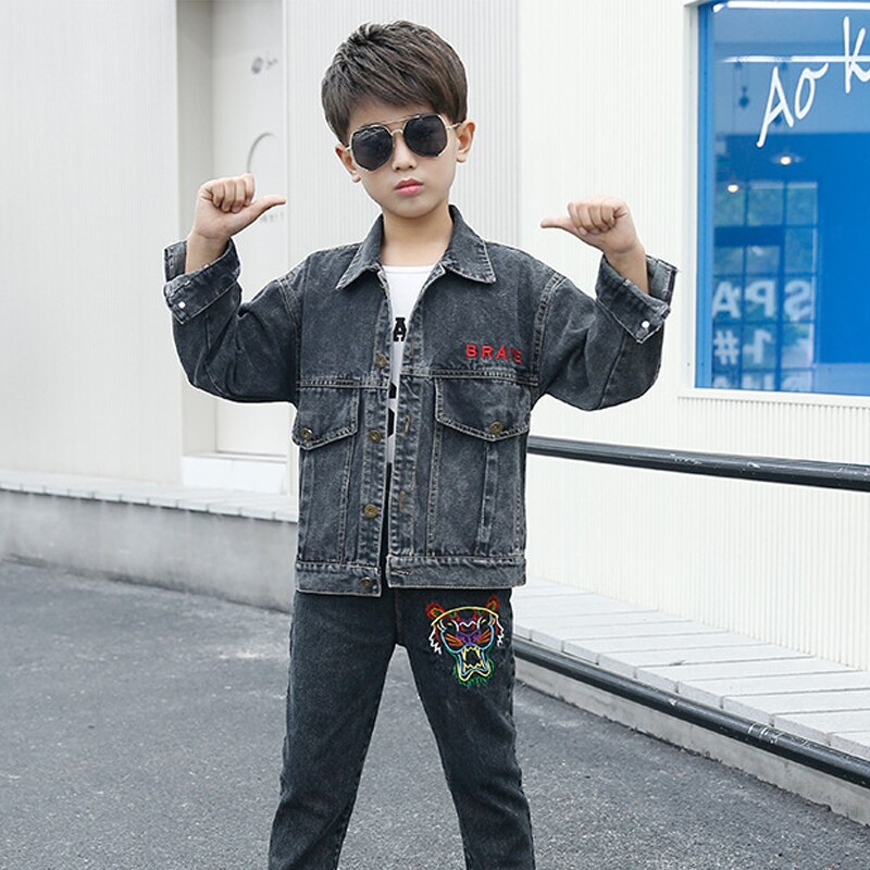 IENENS freundlicher Jeans Mantel Jacken Jungen Frühling Herbst strecken Kurze Denim Oberbekleidung Kleidung drehen-unten Kragen verlieren Jacke