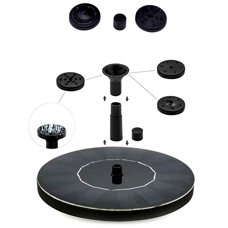 Mini Solar Powered Fountain Water Fountain Pool Pond Floating for Bird Bath Patio Landscape Outdoor Garden Decoration