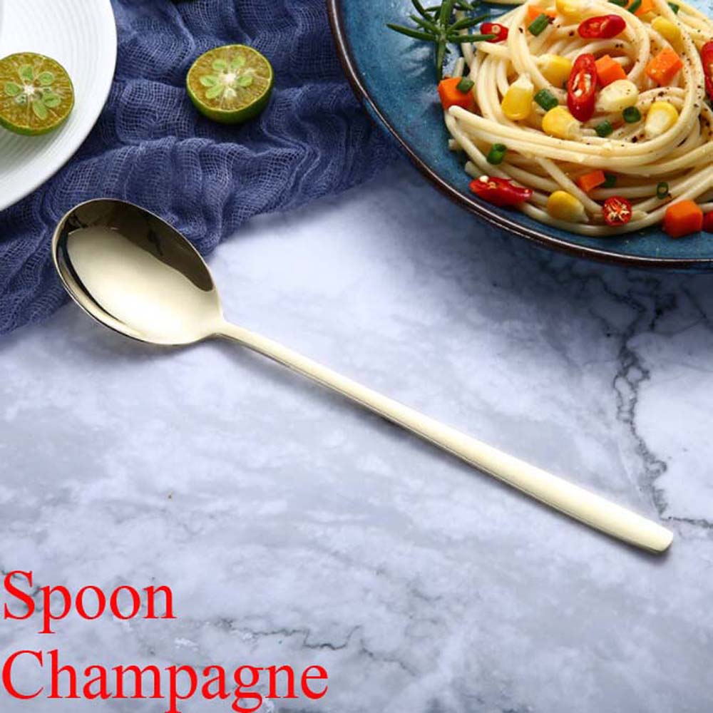 Cuillères et fourchettes à Long manche | Couleur arc-en-ciel en acier inoxydable, cuillère à soupe cuillère glaces thé cuillère à café vaisselle de table, couverts de maison: Spoon champagne