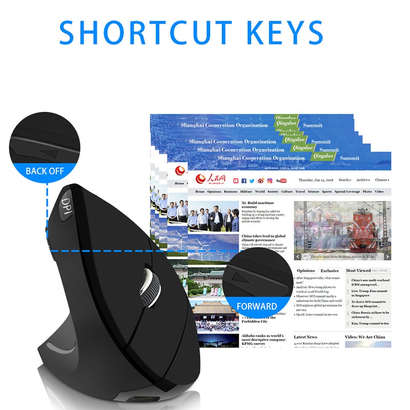 Ergonomic Vertical five-generation Mouse Wireless Left Hand Computer Gaming Mice 5D USB Optical Mouse Gamer Mause For Laptop PC