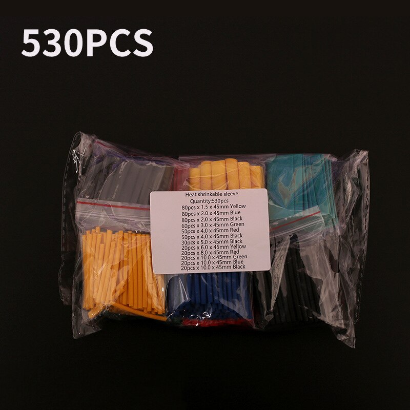 530pcs Assortment Electronic Wrap Wire Cable Insulated Polyolefin Heat Shrink Tube Ratio Tubing Insulation Shrinkable Tubes