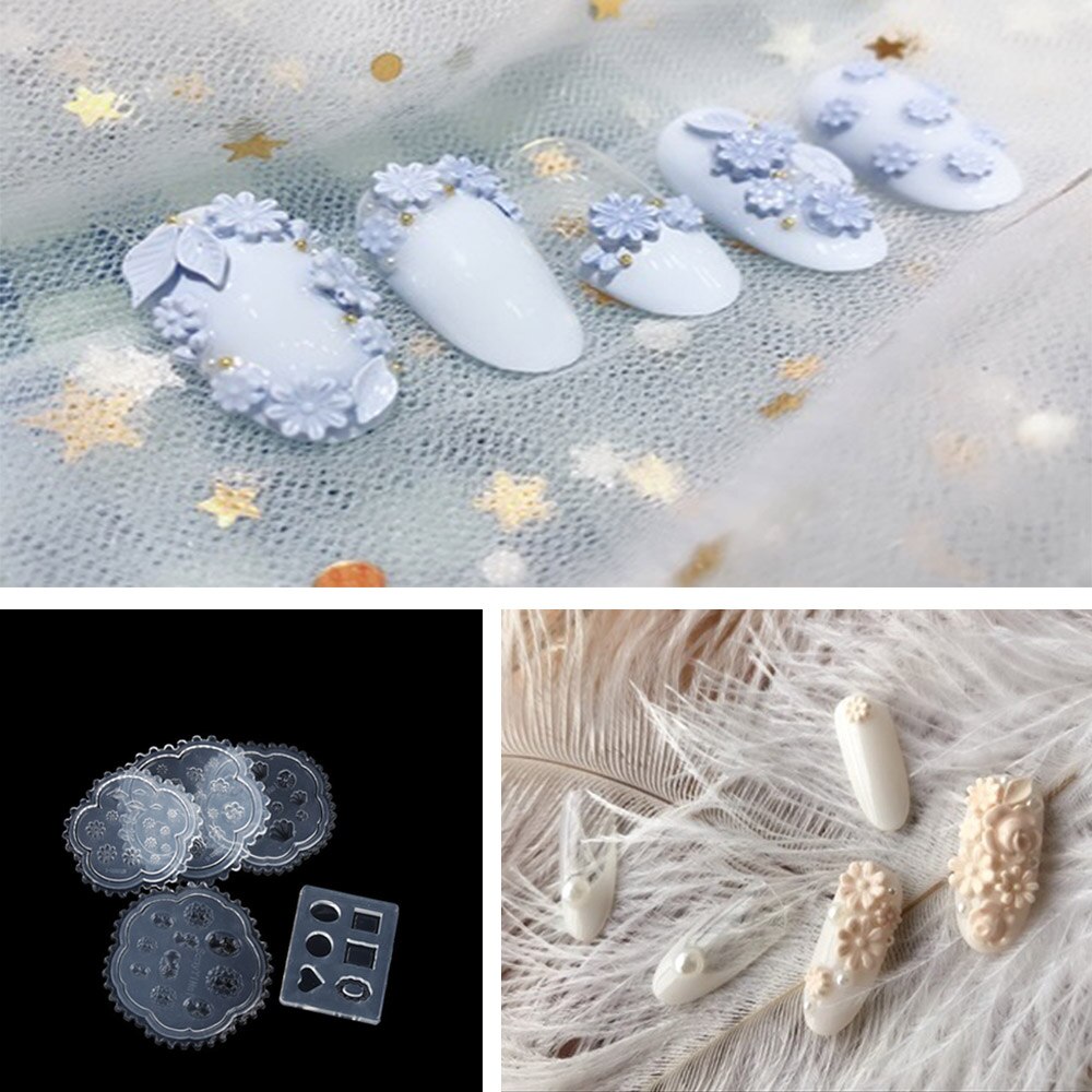 Nagelkunst stempel siliconen mal 3d bloemen sjabloon voor nagels uv gellak snijmal manicure decoraties gereedschap