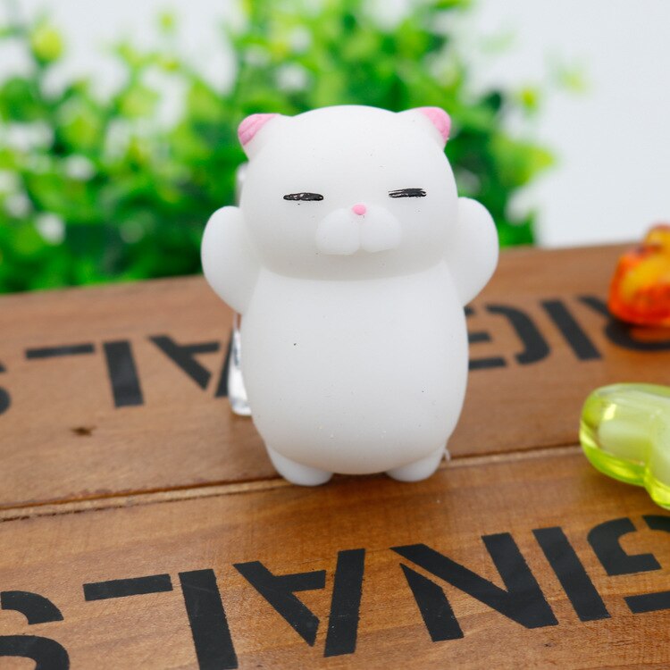 1 Pcs Vinger Speelgoed Squishy Mini Kawaii Squeeze Stretchy Dier Healing Stress Wit Grijs Kat Dieren Anti-Stress Hand speelgoed