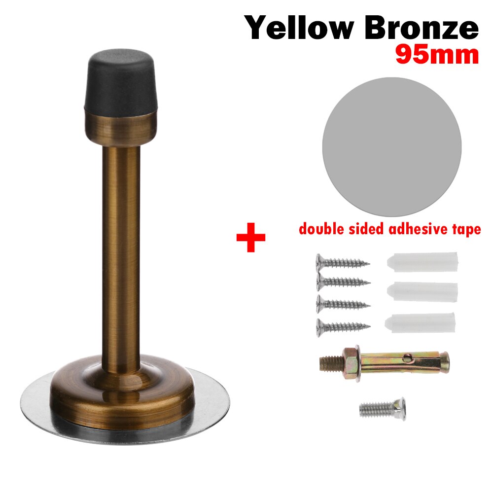 1PC Round Double Use Door Stops Anti-Collision Rubber Stopper Buffer Stainless Steel Self Adhesive Door Holder Protection: 95mm-yellow bronze