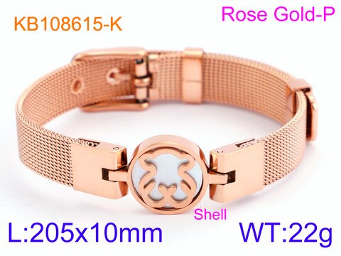 Malha urso pulseira ouro rosa ouro 316l aço inoxidável pulseira para mulher urso concha pulseiras & bangles festa: Rose Gold