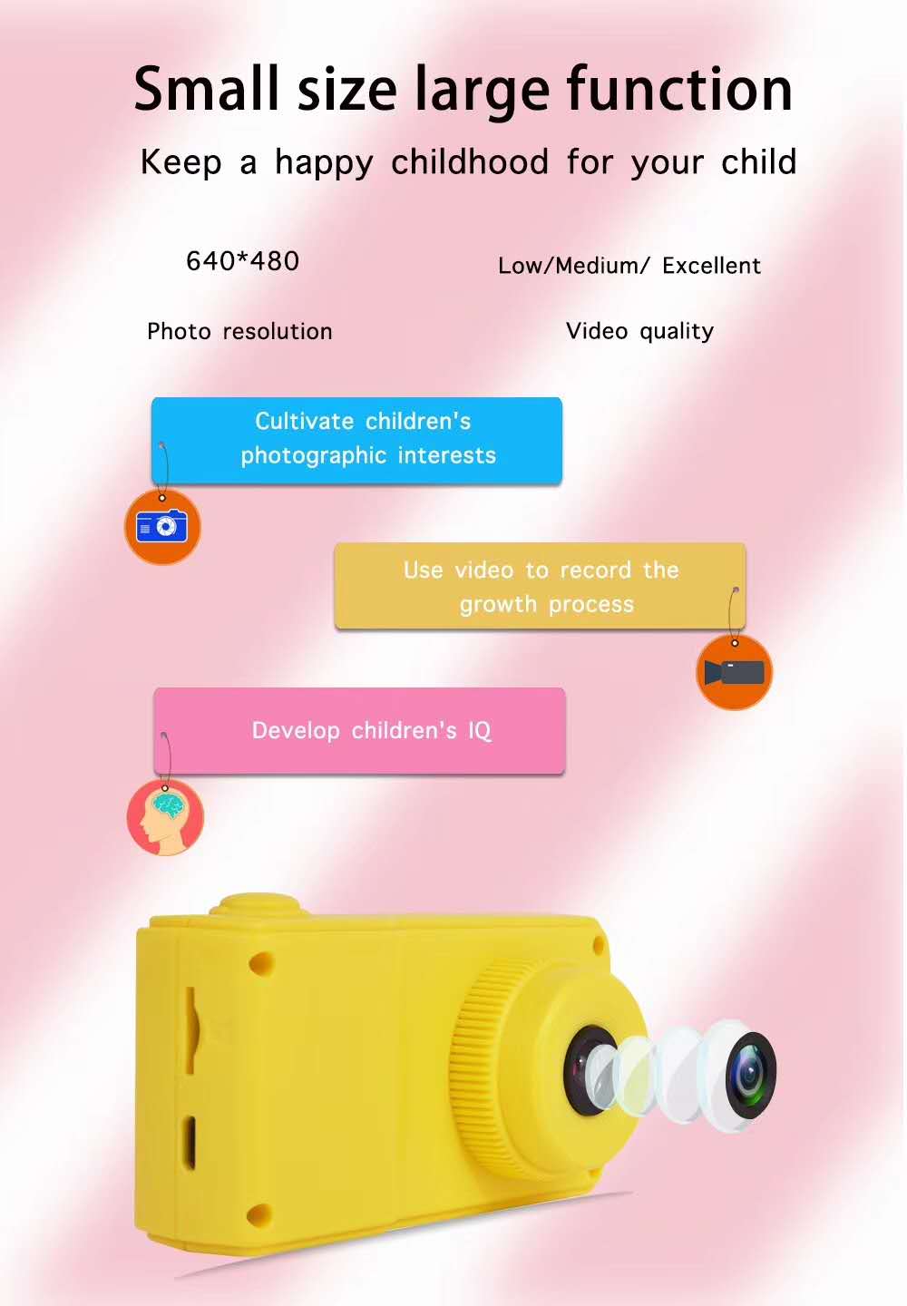 HD 1080P Bluetooth Portable Kids Camera Children Birthday Baby Camera