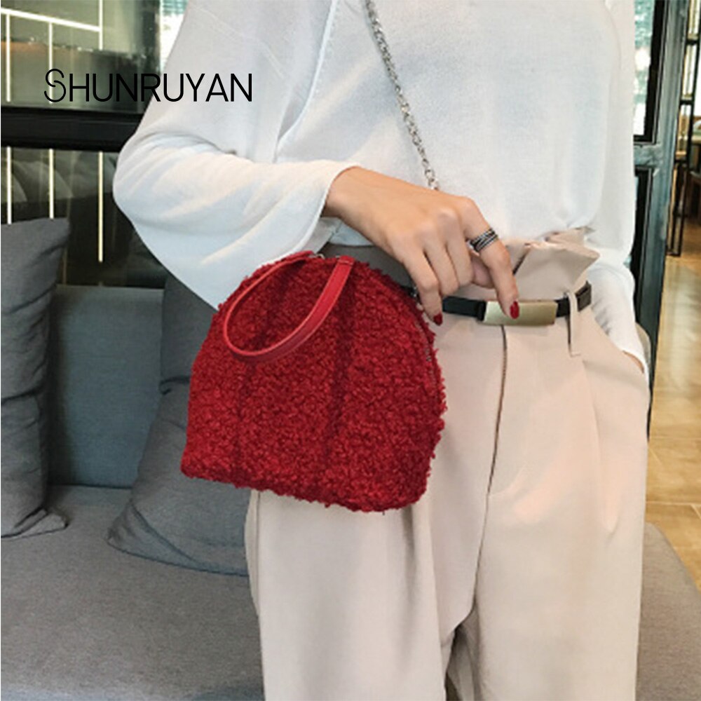 Shunruyan damväska vintage filt skal handväska axelväska crossbody väska damväska klänning