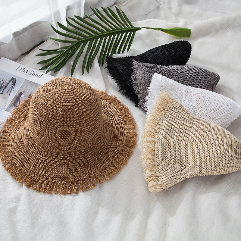 Sombreros Boater de verano para mujeres, sombrero de paja para mujeres y niñas, sombrero de playa de encaje Panma, sombrero flexible plegable de viaje para mujeres
