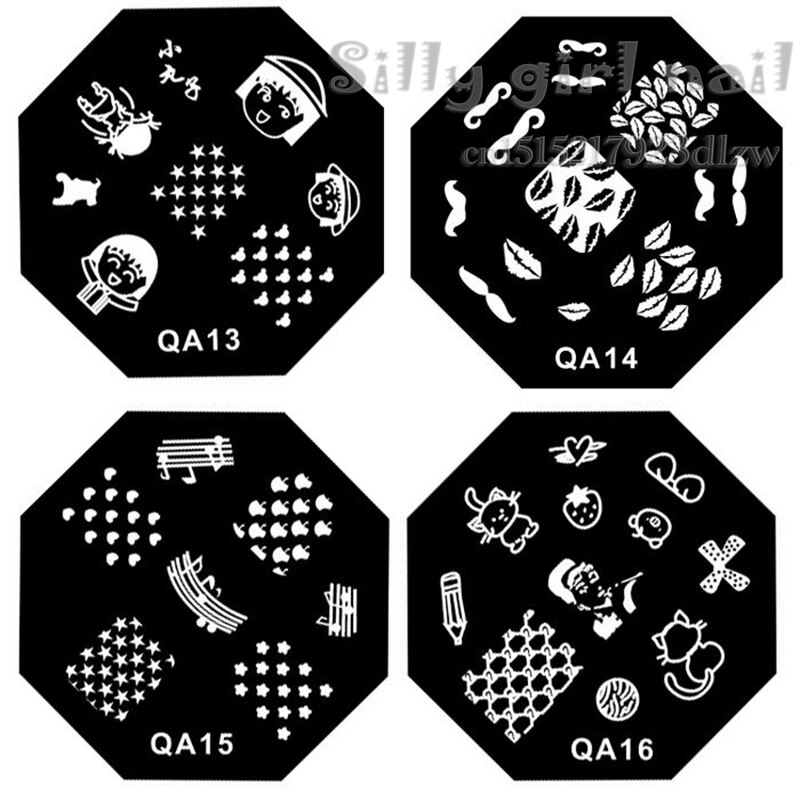 Qa Serie Stencil Stempelen Template Print Imaging Platen Diy Nail Gereedschap Gollum Hoofd Qa 04