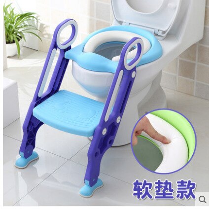 Kinderpotje opvouwbaar toilet stoeltje opstapje kinderpotje kindertoiletten met verstelbare ladder kinderpotje: Blauw een