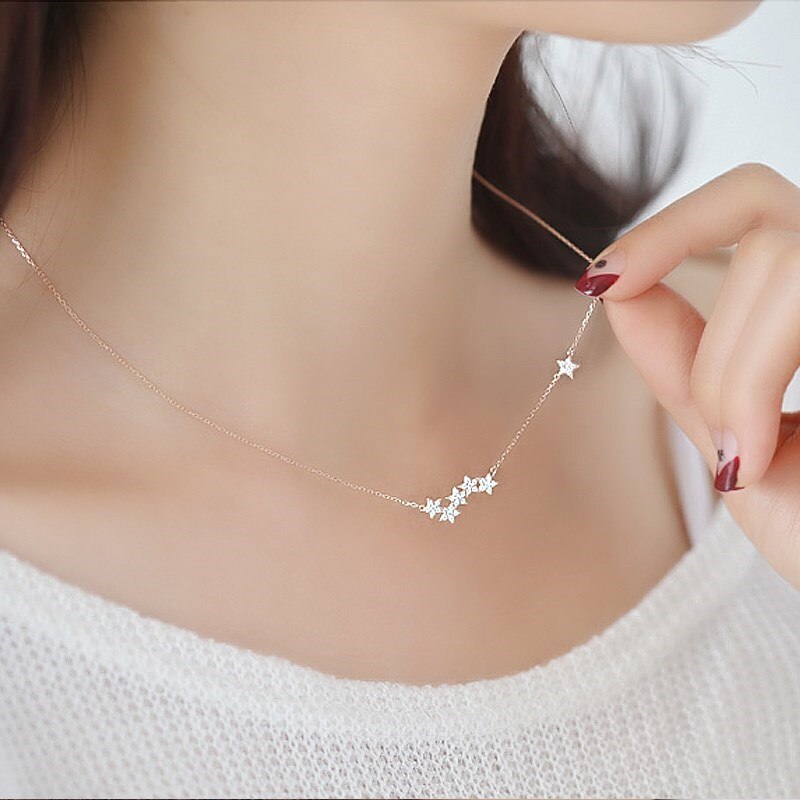 925 Sterling Silver Chain Necklaces Star Pendants&Necklaces Jewelry Collar Colar de Plata