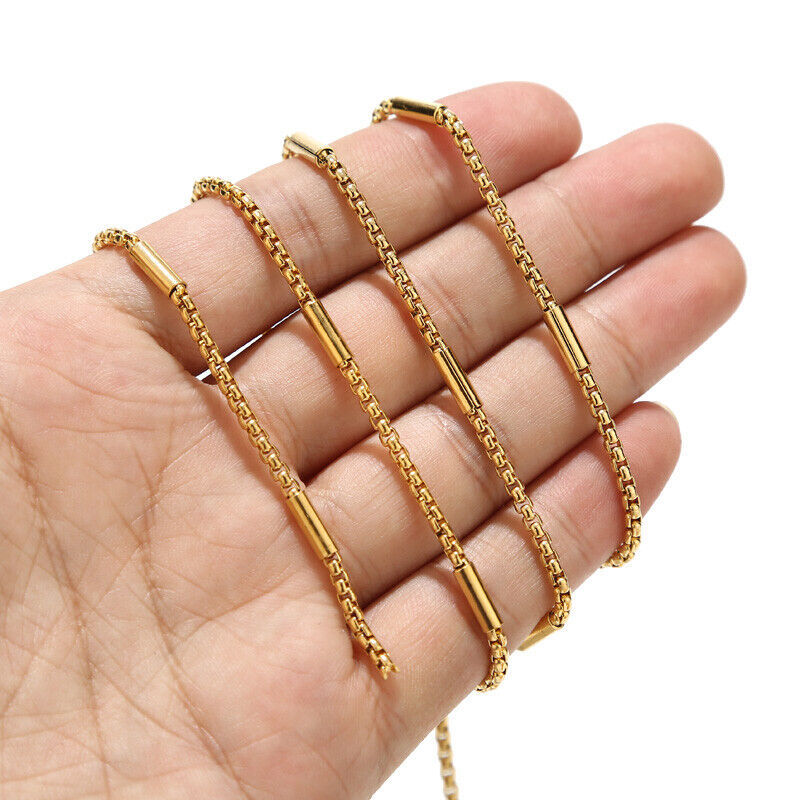 No Fade 1Meter Roestvrijstalen Kettingen Voor Sieraden Maken Diy Ketting Armband Accessoires Goud Vierkante Kralen Klem Buis Ketting
