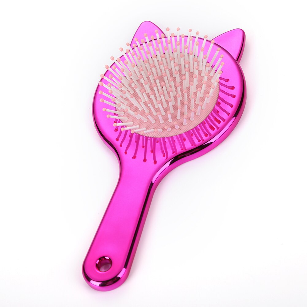 Cute Cat Ears Hairbrush Massage Combs Salon Hairdressing Comb Hair Brush Hair Care: Rose Red