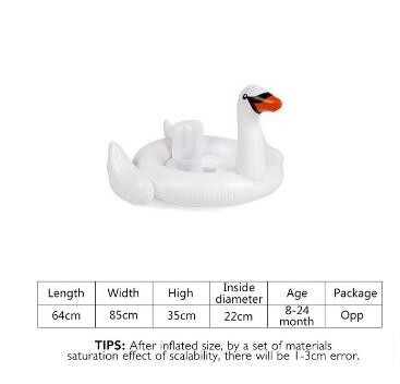 Uppblåsbar cirkel baby flamingo flyta simring uppblåsbar enhörning pool flyta barnstol luftmadrass vatten leksaker: Vit svan