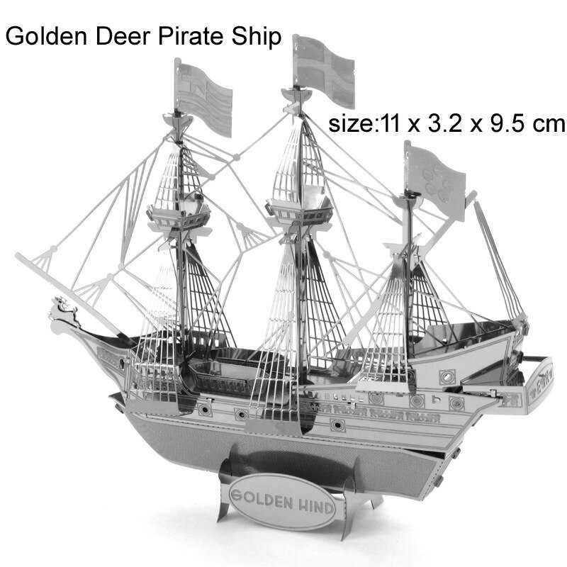 Boat 3D Metal Puzzle Black pearl 056 Burke Class Destroyer Titanic model KITS Assemble Jigsaw Puzzle Toys For Children: 61-Golden Deer Ship