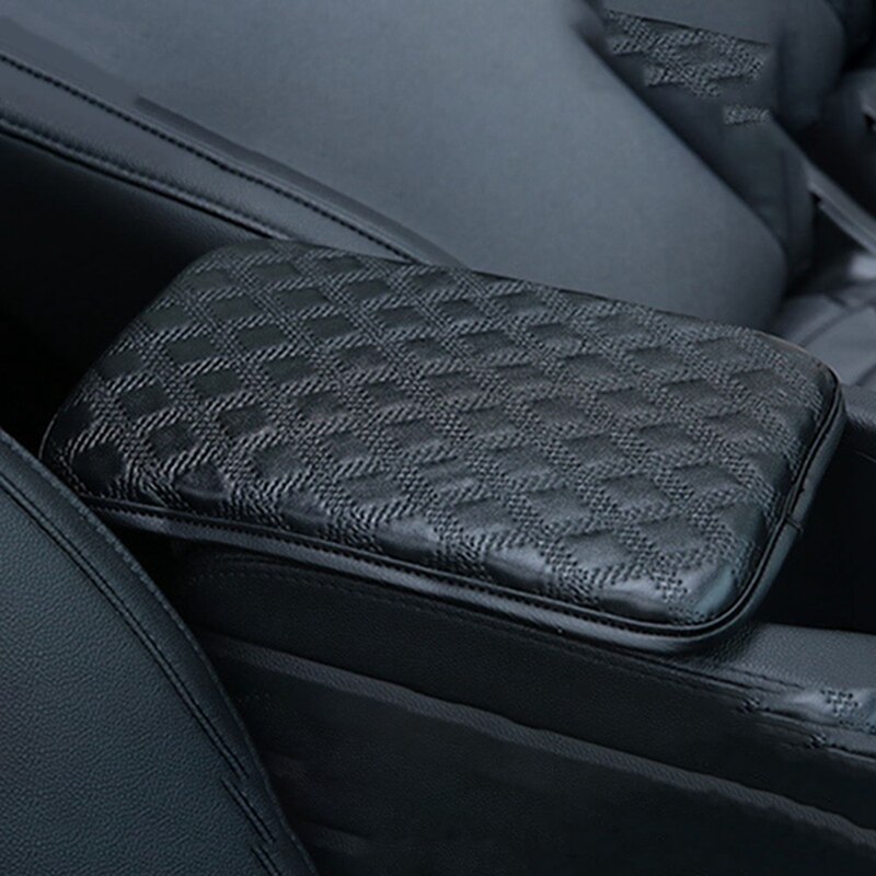 Leren auto middensteun stoel mat kussen kussenhoes beschermende styling armsteun kussen zwarte auto middenconsole arm: Zwart
