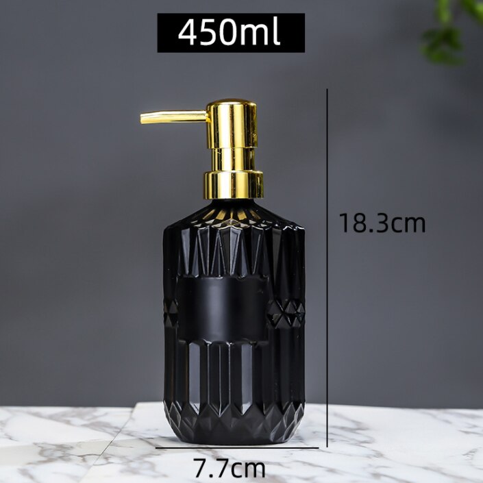 Glass Lotion Bottle Manual Press Soap Dispenser Bottle Fillable Shower Gel Shampoo Container Bottles for Bathroom Kitchen: A