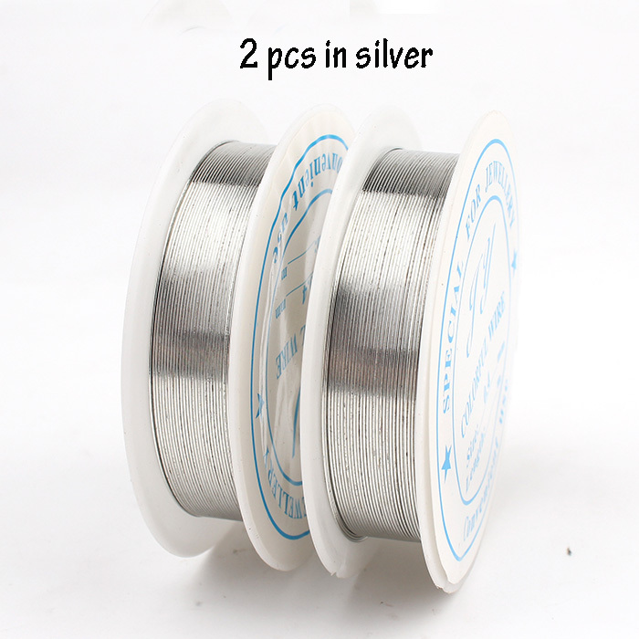 2 stks/partij Nieuw 0.4mm 26 gauge Gekleurde Ijzerdraad voor Sieraden Kralen DIY Zachte Effen Zilver Goud Metalen Draad levert: 2pcs in Silver