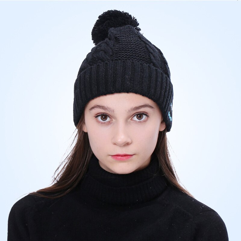 warm Mütze Hütte Drahtlose Bluetooth Clever Kappe Headset Kopfhörer Lautsprecher mit Mic TY66: Schwarz