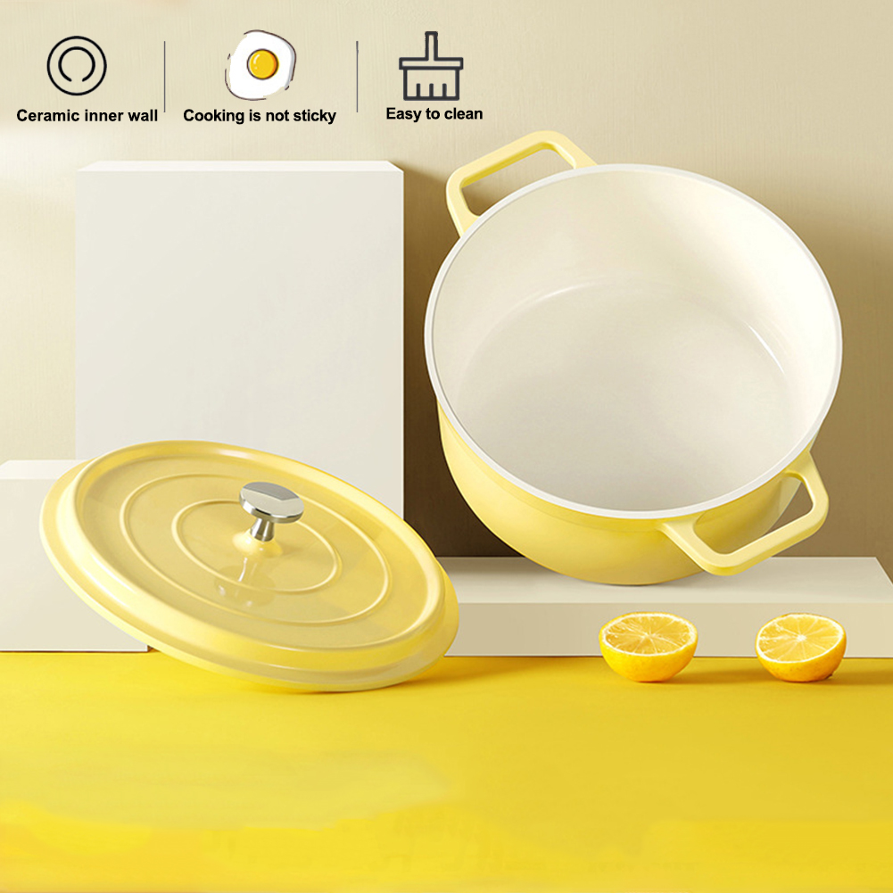 Enameled Cast Aluminum Dutch Oven with Lid Non-Stick Heavy Duty Stock Pot Dutch Oven Pot Multifunctional Cookware