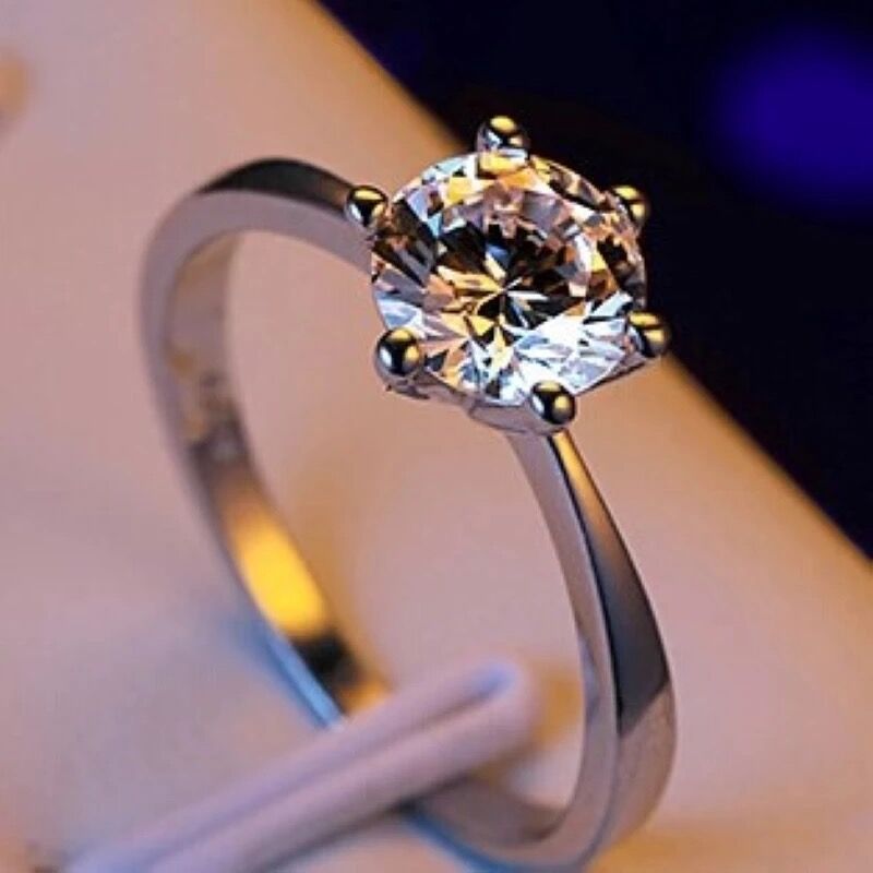 Vrouwen Trouwringen Verstelbare Waterdrop Hheart Aaa + Zirconia Voorstel Ring Met Grote Steen Zilver Kleur Sieraden Meisje: WHITE