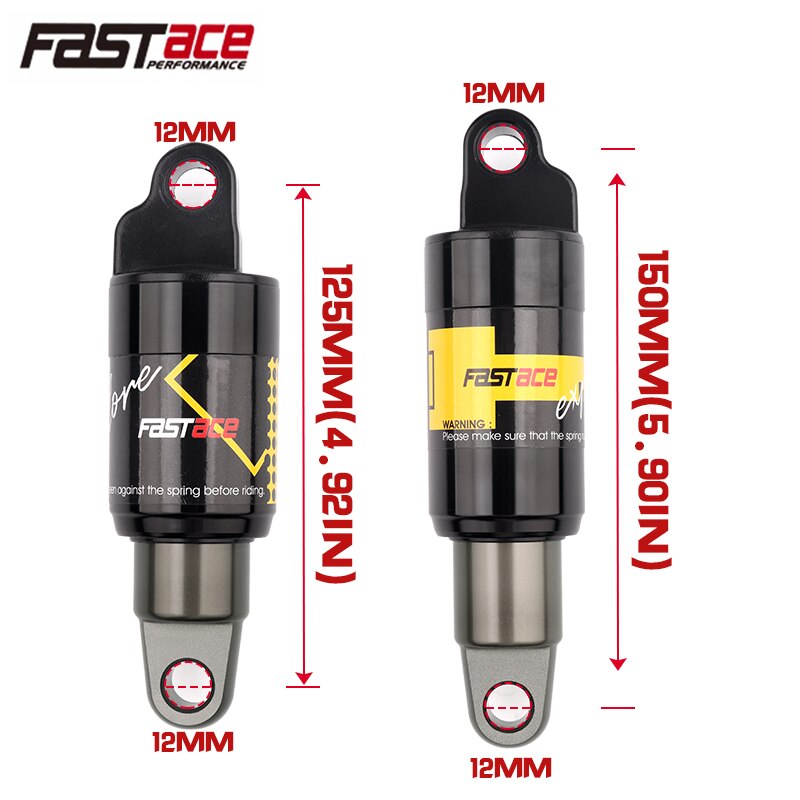 FASTACE – amortisseur arrière vtt, 125/150/165/175/185mm, 550lbs, ressort d&#39;huile de Suspension, pour Scooter, vélo électrique, vélo de neige