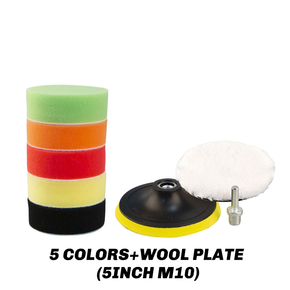Almohadilla de esponja de pulido 10 Uds. 3 ''5'' 6 ''7'' Kit de herramientas de mano pulido circular compuesto para pulidor de coche: 8pcs 5inch M10