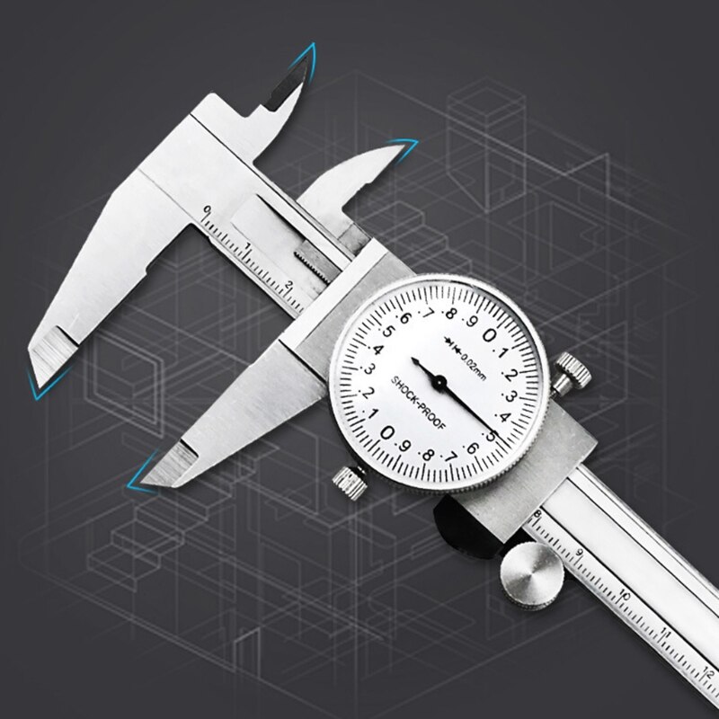Metric Gauge Precision Dial Vernier Caliper Measuring Tool 0-150mm Shock-proof Carbon Steel Multifunctional Caliper Ruler