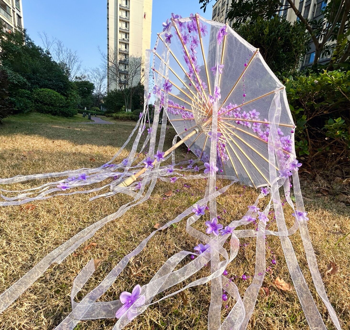 Paraguas de playa de flores, Kimono Hanfu, accesorios de fotografía para Cosplay, artesanía, papel al óleo, sombrilla de encaje, paraguas japonés de China, El Principito